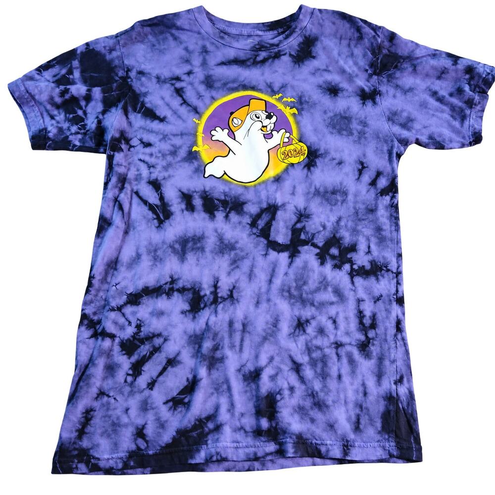 Buc-ee’s Hey Boo Halloween 2024 Purple Tie Dye T-Shirt Size Small NWOT
